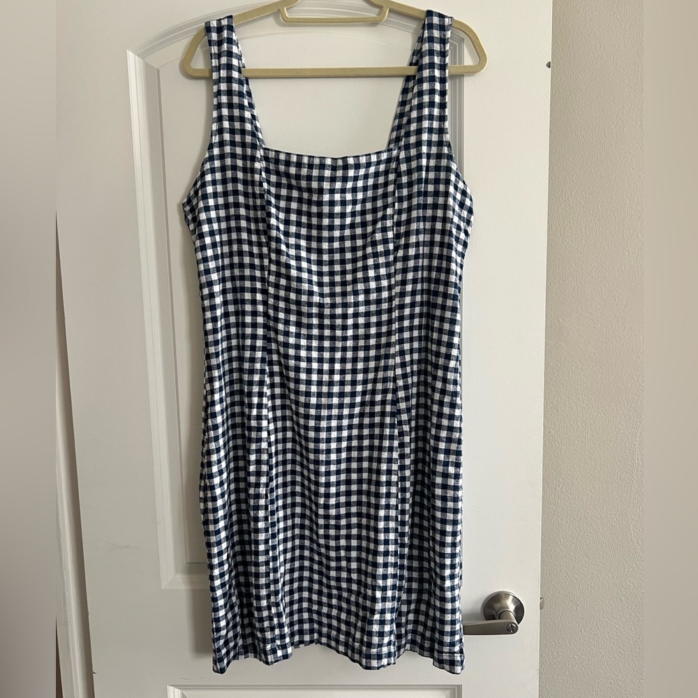 Navy and White Gingham Sleeveless Sundress XL Tall